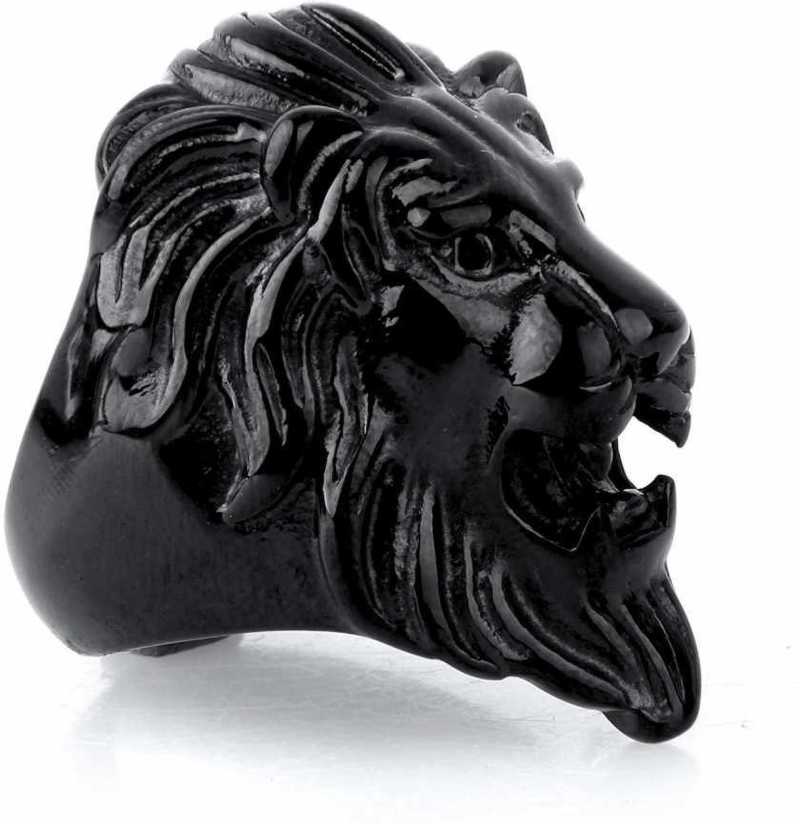 Black Lion King Titanium-Plated Ring - Image 2