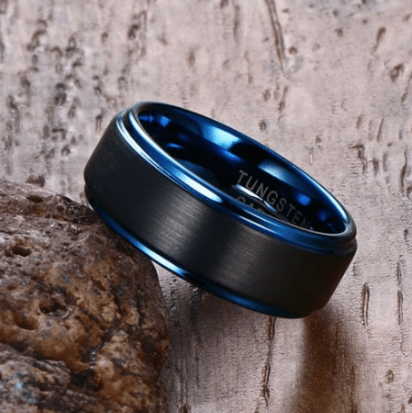 Camillo Titanium-Plated Blue Band Ring - Image 2